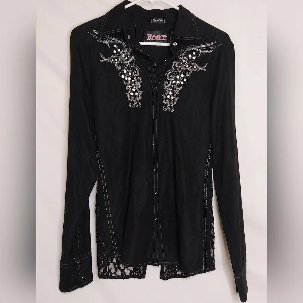 Buckle, Roar Whirlwind Button Up Shirt, Black, Size S